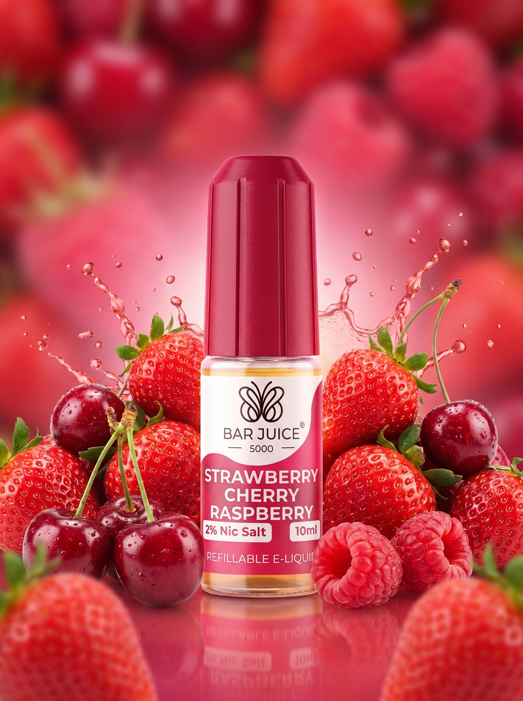 Bar Juice Strawberry Cherry Raspberry Nic Salt E-Liquid 20mg 10ml