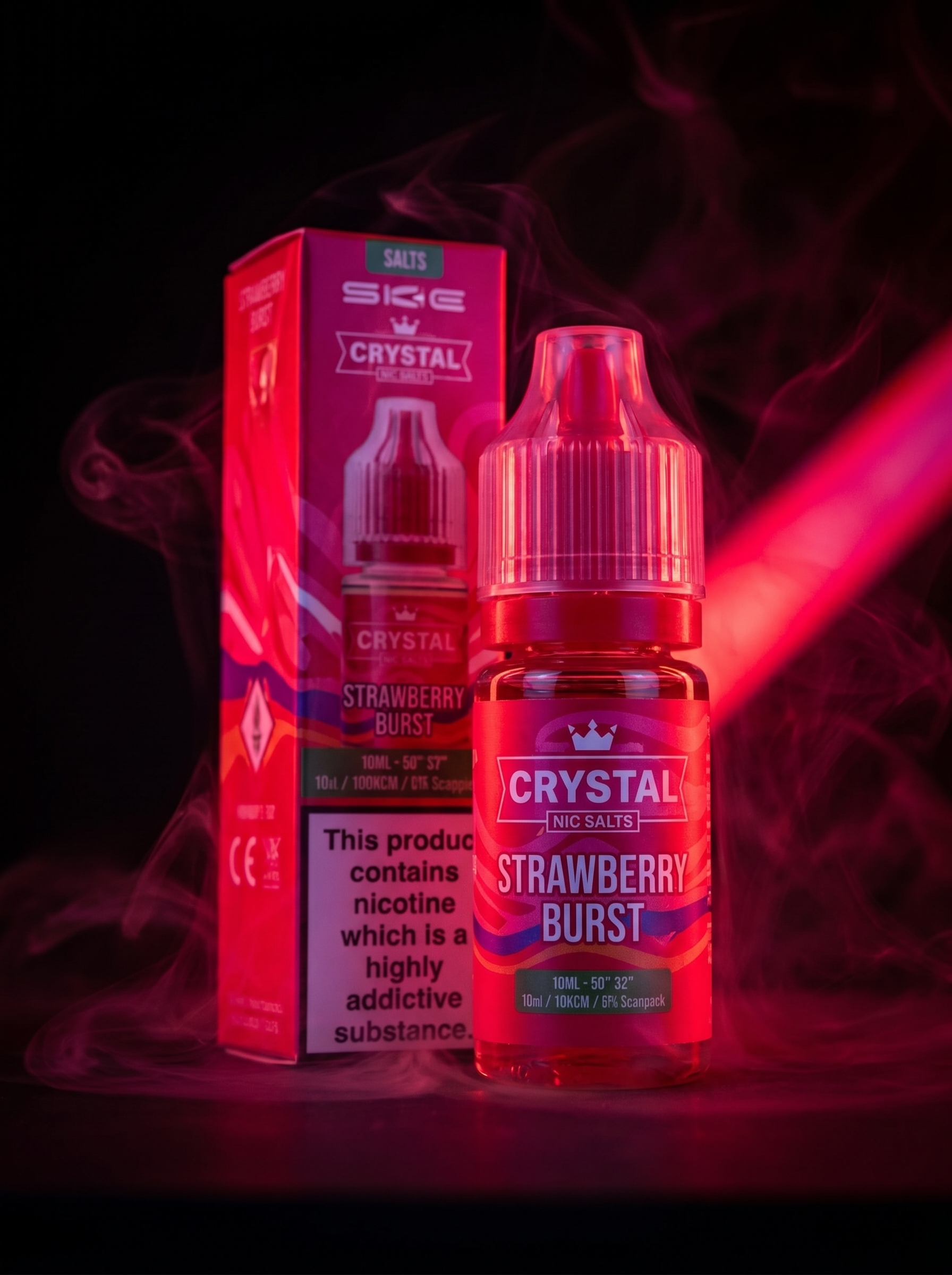 Crystal Nic Salts Strawberry Burst E-Liquid 20mg 10ml