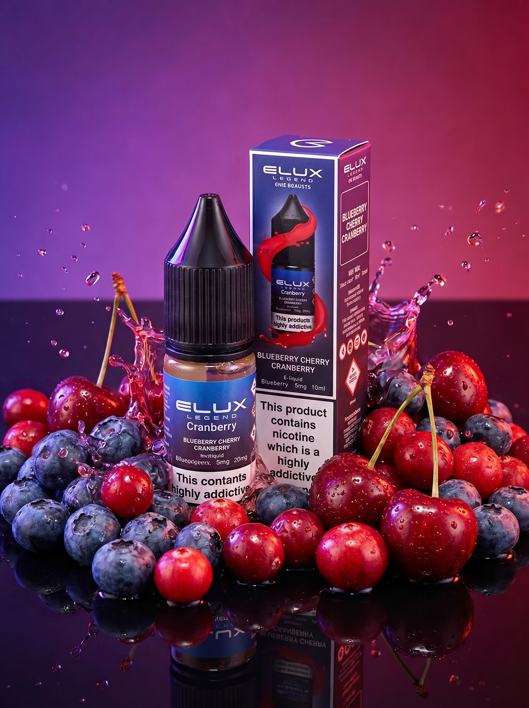 Elux Legend Blueberry Cherry Cranberry Nic Salt E-Liquid 20mg 10ml