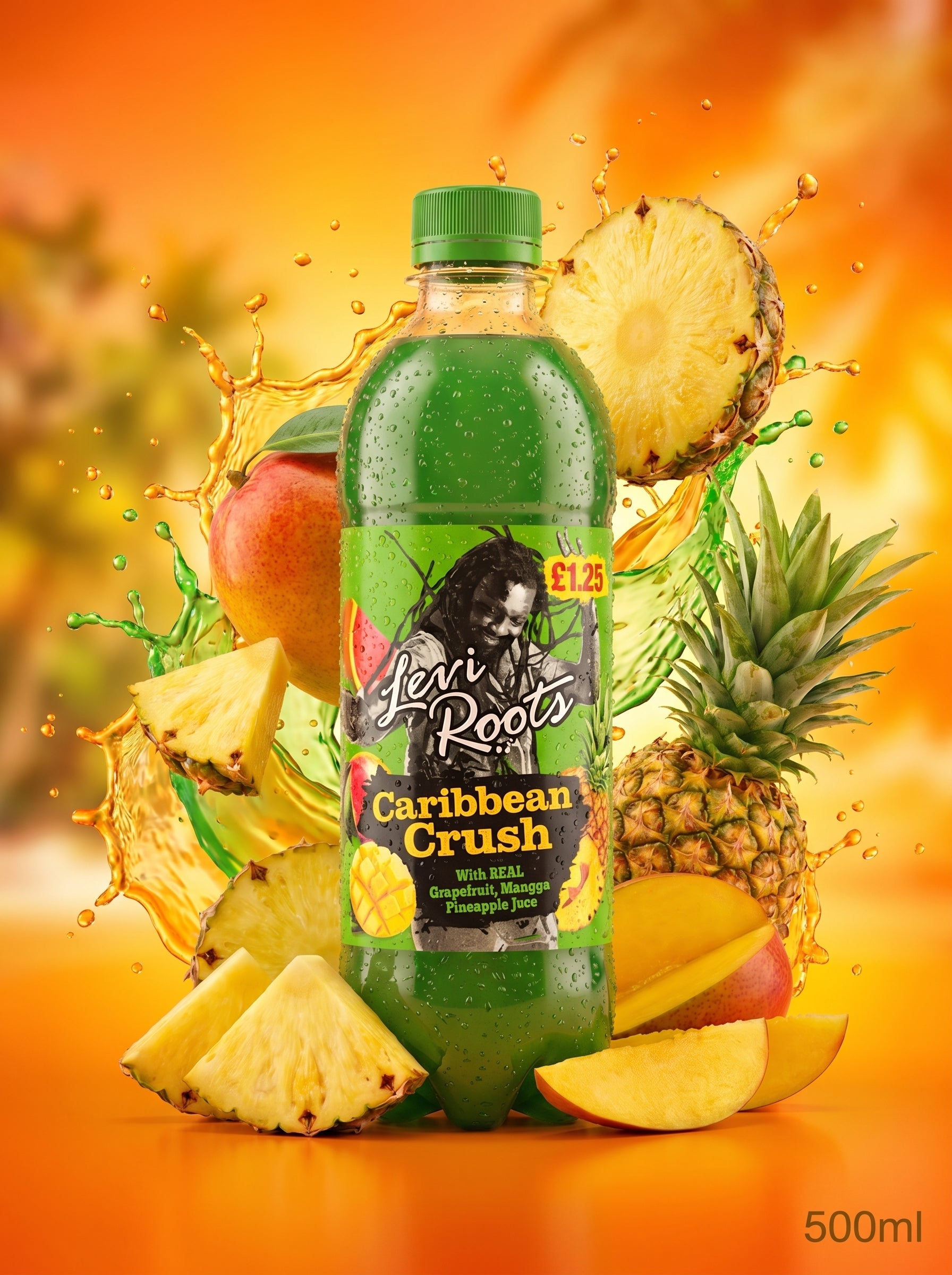Levi Roots Caribbean Crush Soft Drink 500ml Bottle