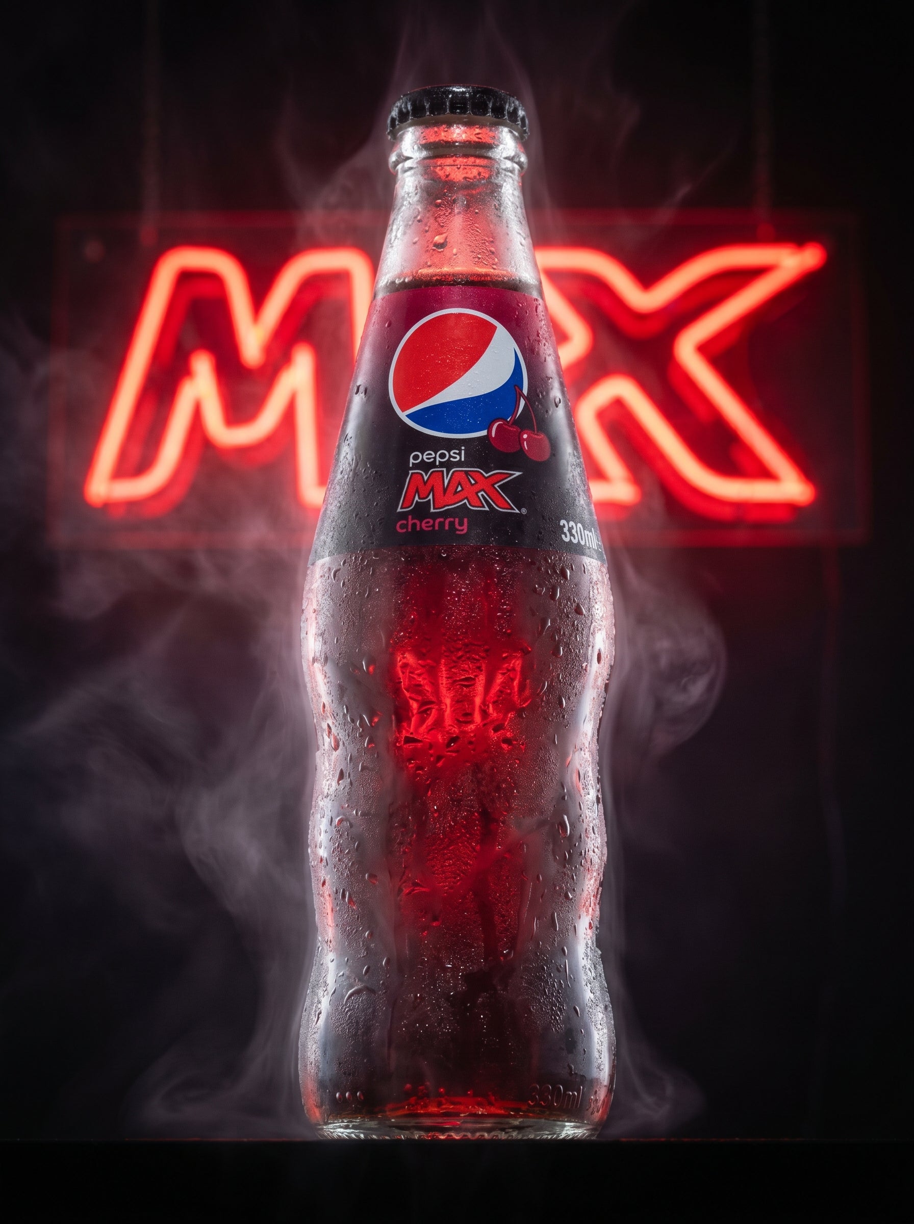 Pepsi Max Cherry No Sugar Soft Drink 330ml Bottle