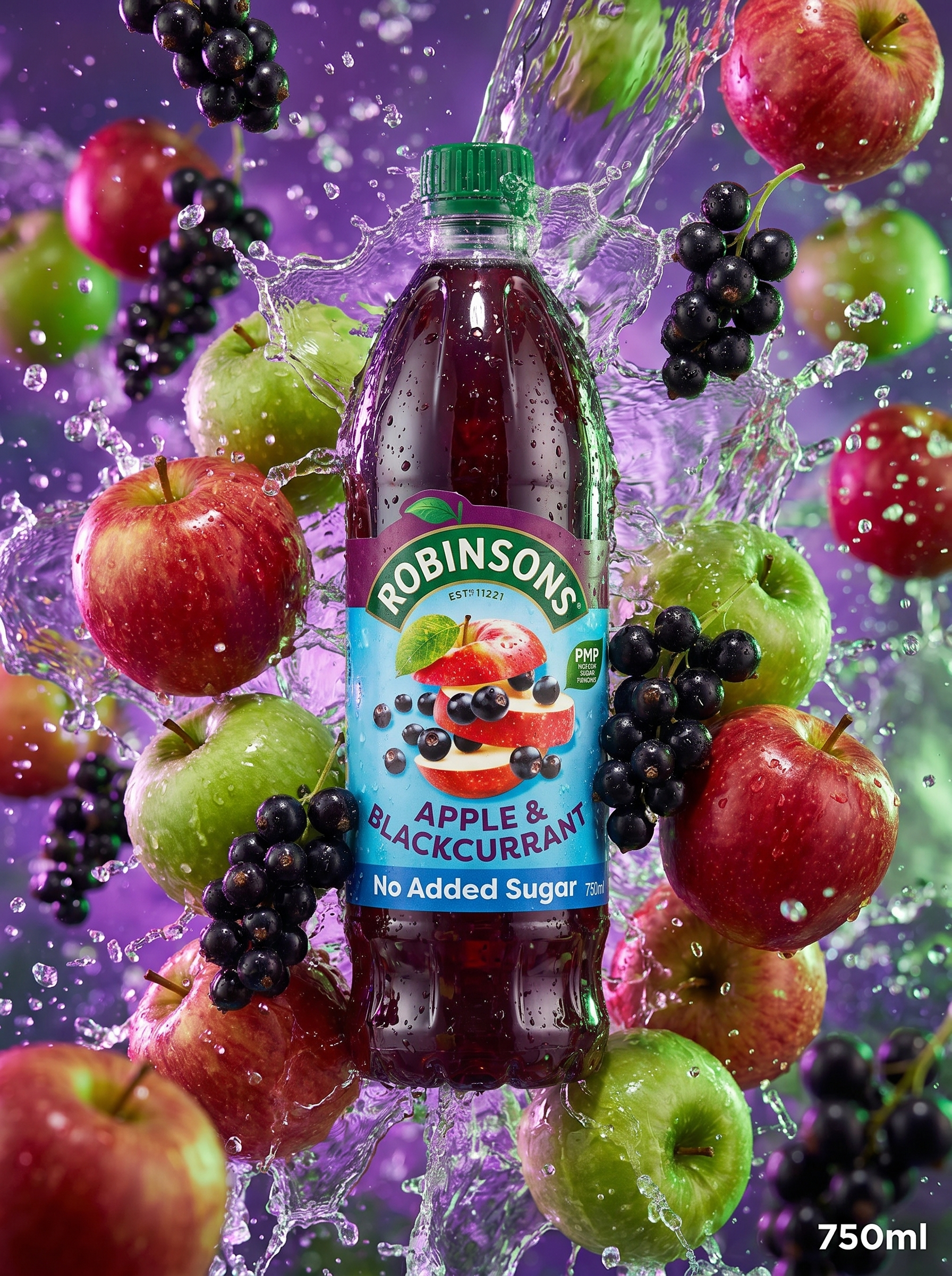 Robinsons Apple & Blackcurrant No Added Sugar Squash PMP 750ml Bottle