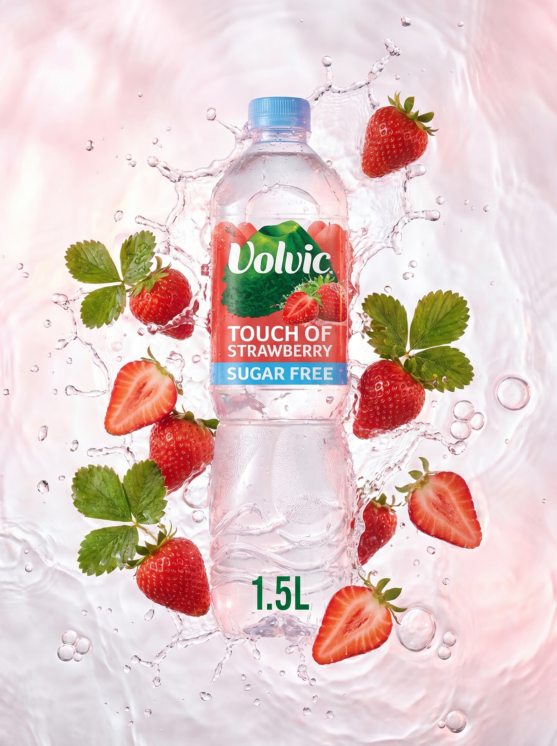 Volvic Touch of Fruit Strawberry Sugar Free Still Flavoured Water 1.5L Bottle