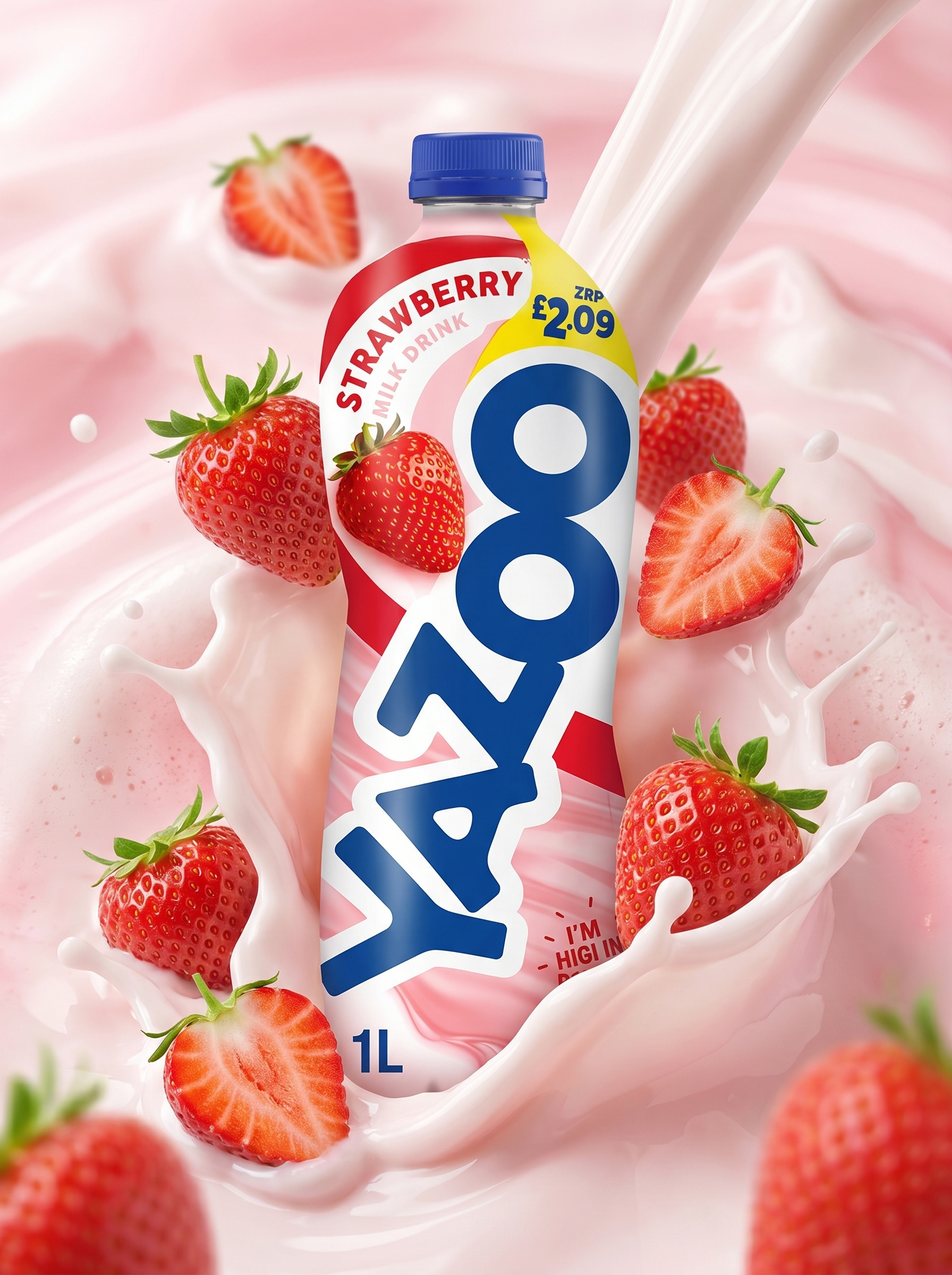 Yazoo Strawberry Milk Drink 1L Bottle